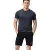 Set da corsa da uomo palestra 2 pezzi tute da uomo pantaloncini da allenamento T-shirt set tute da fitness asciutte