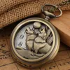 Pocket Watches Bronze Wolf Design Necklace Watch Quartz Hanger Men Women Retro Sweater Chain Clock