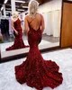 Sparkle Sexy Mermaid Evening Dresses 2023 Long Sequined One Shoulder Prom Gowns For Formal Party Vestidos Largos Fiesta Miss Lady Pageant Cocktail Backless 2k23
