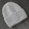 Beanieskull Caps Fabbit Fur Felies Mole quente e fofo chapéu de inverno para mulheres Angora Knit