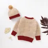 Clothing Sets 2022 Spring Autumn Toddlers Warm Outfit Baby Boys Girls Mixed Color Long Sleeve Single-breasted Knitted Outwear Plush Ball Cap
