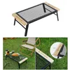 Mobili da campo Mini tavolo pieghevole da esterno in ferro da campeggio Scrivania da cortile per barbecue da campeggio con manico in legno antiscottatura