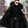 Męski futra sztucznego mężczyzny parka zimowa stylowa kurtka długa streetwear rosyjski prawdziwy płaszcz Naturalny kołnierz szopa szopa z kapturem grube ciepło 220919