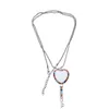 Sublimering tomt strasshalsband hjärtnyckelform med kedja för foton Bezel Pendant Trays Set DIY Jewelry
