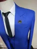 Men's Suits Blazers Three Piece Royal Blue Men Peaked Lapel Custom Made Wedding Tuxedos Slim Fit Male Jacket Pants VestTie 220920