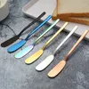 Stainless Steel Butter Knife Cake Tools Cheese Dessert Jam Spreaders Cream Gold Black Blue Knives Western Breakfast Spatula TH0384