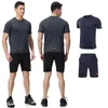 Running Set Men Gym 2 Pieces Suit Suits Man Shorts Training T Shirt Dry Fitness Tracksuits Set