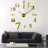 Horloges murales moderne bricolage grande taille grande horloge Kit 3D miroir Surface autocollant maison bureau chambre décor