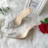 Chaussures ￠ bout pointu transparentes Sandales claires en bas Red Bottom Sandales 12cm High Silver Sun Slingback Chaussures ￠ talons hauts Mariage de chaussures pour femmes 10cm 8cm