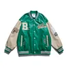 Herenjacks heren varsity pu lederen honkbaljack mannen vrouwen vintage borduurbrief patchwork college jassen hiphop bommenwerper jas unisex 220920