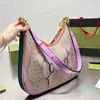 Yeni Crescent Bag Retro Crossbody Half Moon Bags Kadın Çantalar 16 Renk Omuz Kruvasan Çantalar Debriyaj Çanta Eski Çiçek Tuval Gerçek Deri 2 Kayış