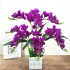 Flores decorativas Orquídeas falsas artificial em maconha orquídea de seda falsa para decoração de decoração de casa decoração de casamento de escritório interno