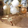 Dekoracje świąteczne 122 cm spódnica drzewa złota srebrne cekiny Pióro białe pluszowe matę Xmas imprezowy dekor
