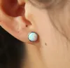 Stud Earrings 925 Sterling Silver Bezel Setting Ear Jewelry For Women Fashion White Fire Opal Wedding Top Quality1078476