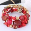 Charm Bracelets Multi-shape Women Bracelet Beads Vintage Style Double Layers Turquoise Faux Crystal Student For Daily Wear