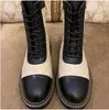 أحذية قصيرة مارتن بوتس أعلى مصمم فاخر كلاسيكي أزياء جلدية لون متطابق الدانتيل حتى الكعب منخفض الفارس 35-41 2022 New Lingge Box Dust Bage