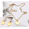 Многоцветные серьги с серьгами ожерелье роскошные дизайнерские ожерелья серьги для женщины Orecchini Двойной буквы Crystal Gearl Gold Clover