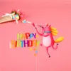 Forniture festive Ins Cute Animal Happy Birthday Cake Topper Colore Topper Stampa acrilica per bambini Cupcake Decorazione per baby shower decorazione