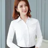 Kadınlar bluz kadın gömlekler bahar beyaz şifon ofis üstleri ve sonbahar gündelik uzun kollu siyah iş artı boyutu kıyafetler 2022