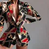 Tweede stuk jurk cm.yaya damesset elegante blazer tops en shorts suit matching 2 kantoor dame ins luipaard chian tie kleurstof outfits 220919