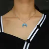 Correntes Chegada de ouro rosa de ouro prata azul azul turquesa uivo de pedra colar de chifre de lua crescente para mulher jóias boho jóias