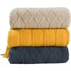 Blanket Inya Knitted Solid Color Waffle Embossed Nordic Decorative for Sofa Bed Throw Chunky Knit Plaids 220919