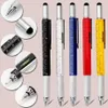 6 In1 multifunctionele balpen met moderne handheld tool meet technische heerser schroevendraaier touchscreen stylus spirit niveau