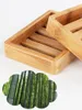 Natural Bamboo Wood Soap Dish Bathroom Shower Tray Sink Deck Bathtub Storage Self Draining Bar Dishes Rustic Sponge Holders Stand GCE14259