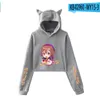 Erkek Hoodies HOLOLIVE VTuber Inugami Korone Baskı Kedi Kırpılmış Kız Uzun Kollu Mont Kazak Kırpma Üstleri Kawaii Tatlı Seksi