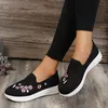 Femmes chaussures tricot chaussette baskets printemps été sans lacet plat femmes grande taille mocassins chaussures de marche maille broderie vulcanisée