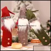 Decorações de Natal Gnomos Garrafa de Vinho Er Feito à Mão Sueco Tomte Papai Noel Toppers Sacos Casa De Férias D Oto4W