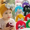 Cappelli morbido elastico turbante per bambini cappello stampato floreale fiocchi carini cofano per bambini dolce principessa ragazzo ragazza fascia per capelli infantile