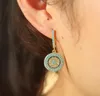 Pendientes con pasador para mujer, aretes hermosos de alta calidad con Clip Nano azul, Micro pavé, pendiente redondo con dije, 2022