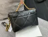 10A Top Tier Medium 19 Flap Black Bags 26cm Mirror Quality Lammskin Quilted Handbag Womens Real Leather Strap Purse Crossbody Goat232u