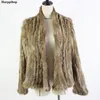 女性の毛皮のフェイクニットラビットファージャケットポピュプラーファッション冬の女性のためのharppihop 220919