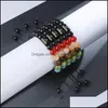 Perles Strands 7 Chakra Lettre Strands Bracelets Initial Naturel Noir Onyx Pierre Perle Bracelet Tressé Corde Yoga Énergie Guérison Pour Dhdtm