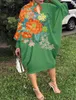 Casual Dresses Vintage Fashion Oversized Women Dress Bat Sleeve Party Evening Mid-Calf Maxi Loose African Long Sexy