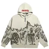 Herren Hoodies Sweatshirts Y2K Emo Männer Streetwear Vintage Schädel Hoodie Zip Up Hoodies Grunge Übergroßen Sweatshirt Gothic Harajuku Alt Halloween Kleidung 220919