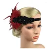 Supplência de festa Mulheres vintage gatsby penas flapper da faixa da cabeça dos anos 20 Acessórios para figurinos Conjunto de cigarros de colar de pérolas Luvas de brinco