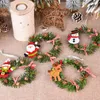 Decorative Flowers Mini Santa Claus Christmas Wreath Decoration Snowman Elk Deer Garland Xmas Party Supplies Hanging Ornaments Home Decor