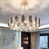 Chandelier Crystal Nordic Hanging Light Luxury Creative Pendant Lamp Grey Glass For Living Room Restaurant Bedroom El Villa