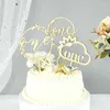 Forniture festive 3 pezzi Topper per torta in legno cavo con una lettera Baby Birthday Born Battesimo Doccia Bomboniere Decorazione First 1st