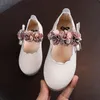 Zapatillas de zapatillas para niños zapatos para niñas pisos princesa con flores nudos de reverso suave cuero de cuero sestaman stent flores 21 31 220920