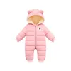 Rompers Infant Girls Jumpsuit Autumn Winter Children Plus Velvet Down Cotton Hooded Climbing Clothes Baby Boys Romper 220919