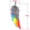 Herrenmode Engelsflügel Anhänger Vintage Regenbogen Emaille Halskette für Frauen Edelstahl Modeschmuck BN375