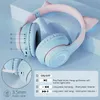 Headsets draadloze Bluetooth gradient color cat ear hoofdtelefoons met microfoon rgb verlichting voor kind meisje geschenken pc telefoon gaming muziek live headset t220916