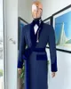 Costumes pour hommes Costume pour hommes bleu royal sur mesure 1 pièce sur mesure avec ceinture Blazer manteau velours vêtements de travail formel mariage marié affaires