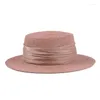 Chapéus largos de abrangência Sun Summer Sun para mulheres Raffia Straw Hat Casual Birm Flat Top Protection feminino Capinho da praia