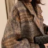 Women's Wool Blends Bella Winter Korean Overcoat Women Vintage Woolen Loose Coats female Double Breasted Turn-down Collar 220919