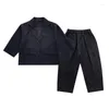 Clothing Sets Boys Suit 2022 Autumn Trendy Children's Handsome Black Coat Pant Two-Piece